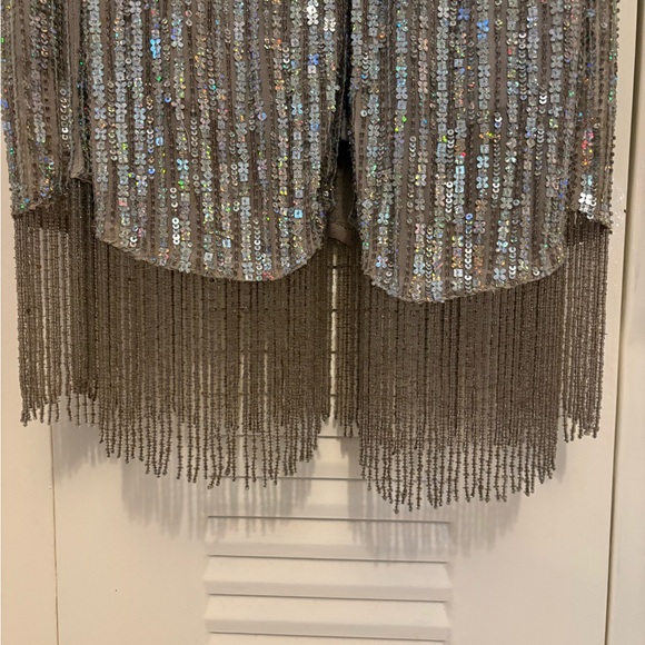 SCALA Y2K Silver Sequin halter Dress - Picture 5 of 12